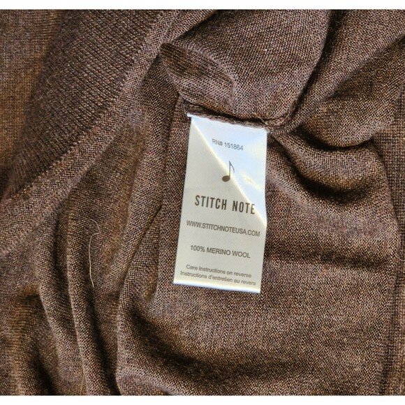 Stitch Note L Merino Wool Polo Sweater Brown Quiet Luxury Grandpa Core Short - Picture 8 of 9